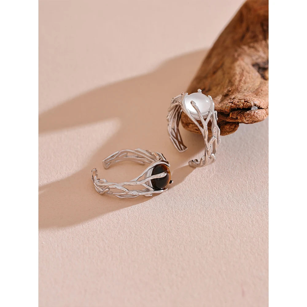 Sterling ring featuring tiger eye with stone natural depth