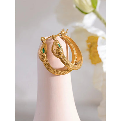 Gold Snake Hoop Earrings – Waterproof & Vintage