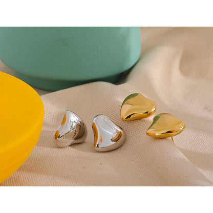 Romantic Gold Heart Stud Earrings