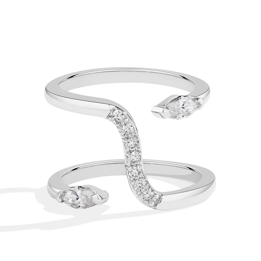 Full moissanite double snake ring for women in brilliance