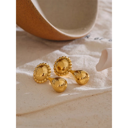 Water Drop Metal Stud Earrings – 18K Gold Plated Stainless Steel