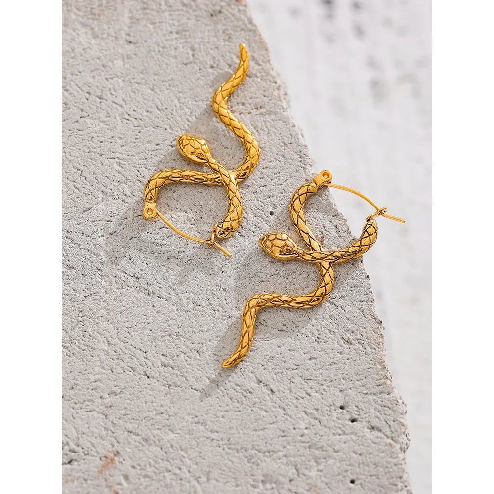 Unique Stainless Steel Snake Hoop Earrings