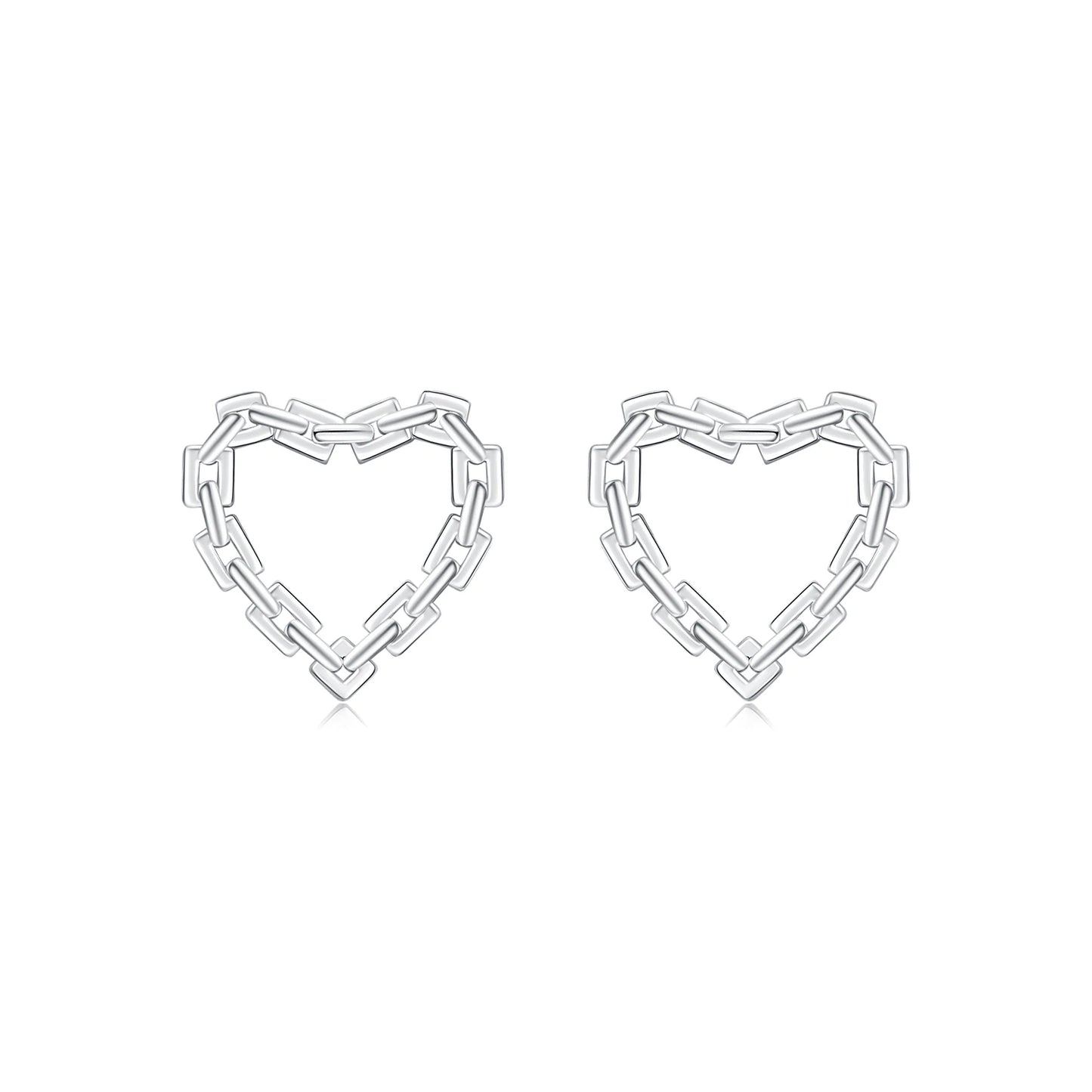 Sterling Silver Hearts Lock Hoop Earrings