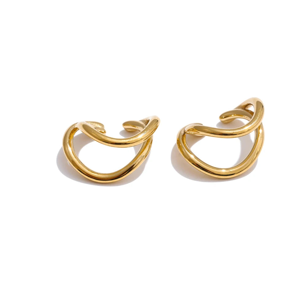 Gold plated stainless steel ear clip earrings non piercing