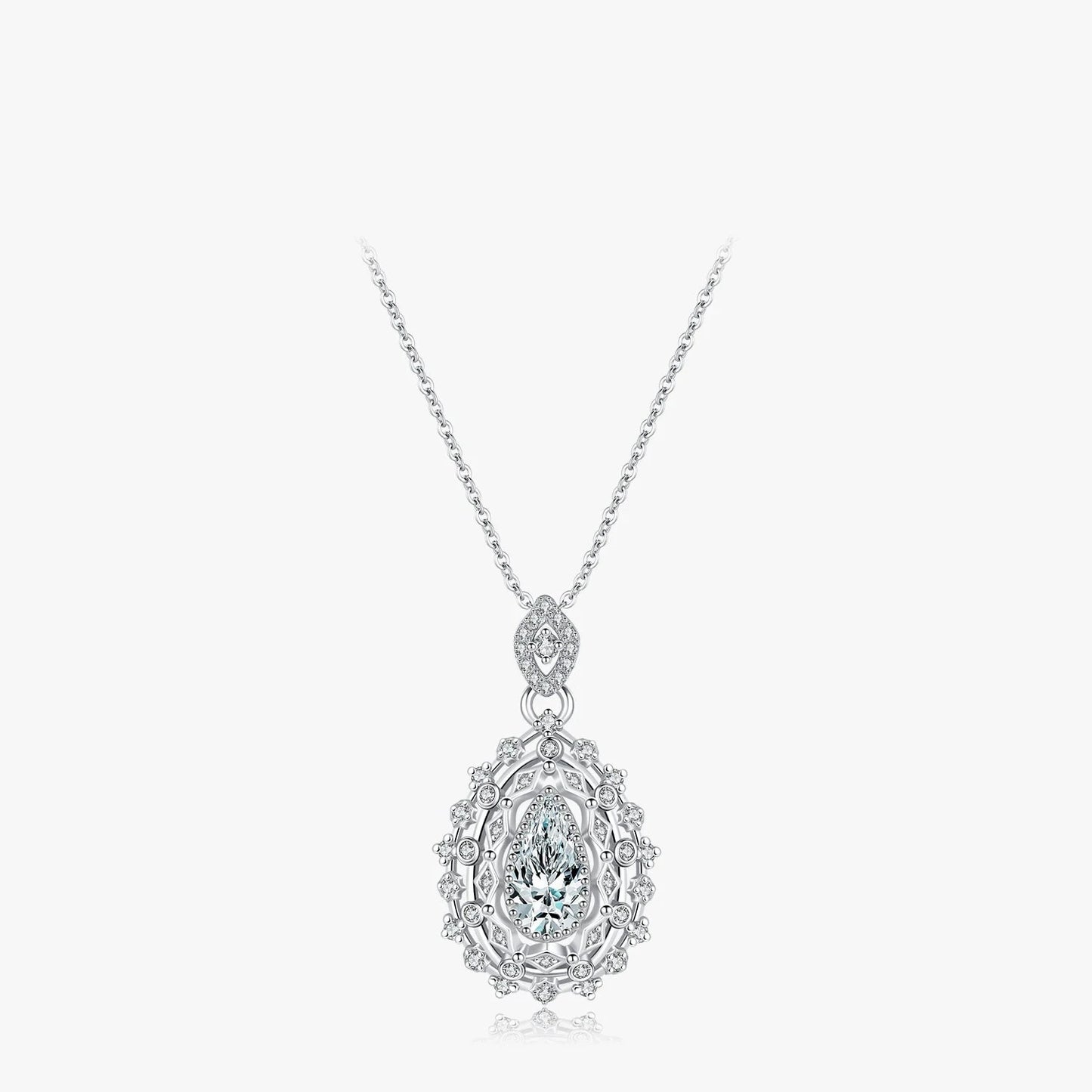 Sterling Silver Water Drop CZ Pendant Necklace