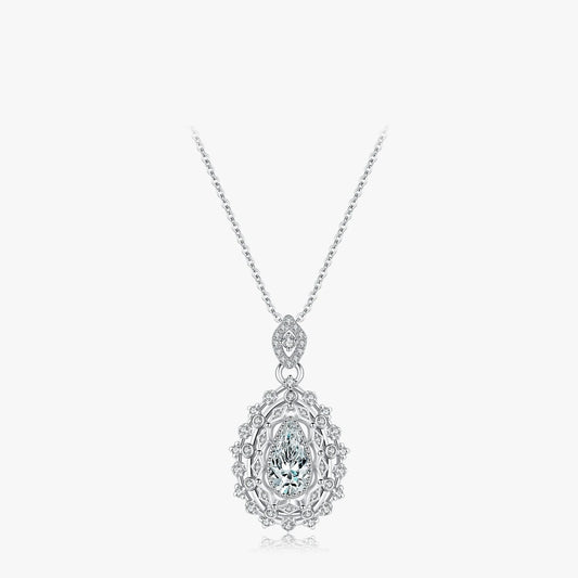 Sterling Silver Water Drop CZ Pendant Necklace