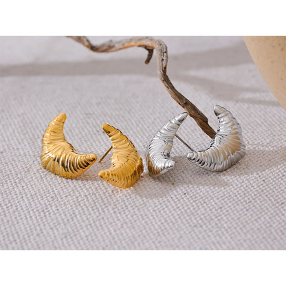 Stainless Steel Croissant Moon Stud Earrings