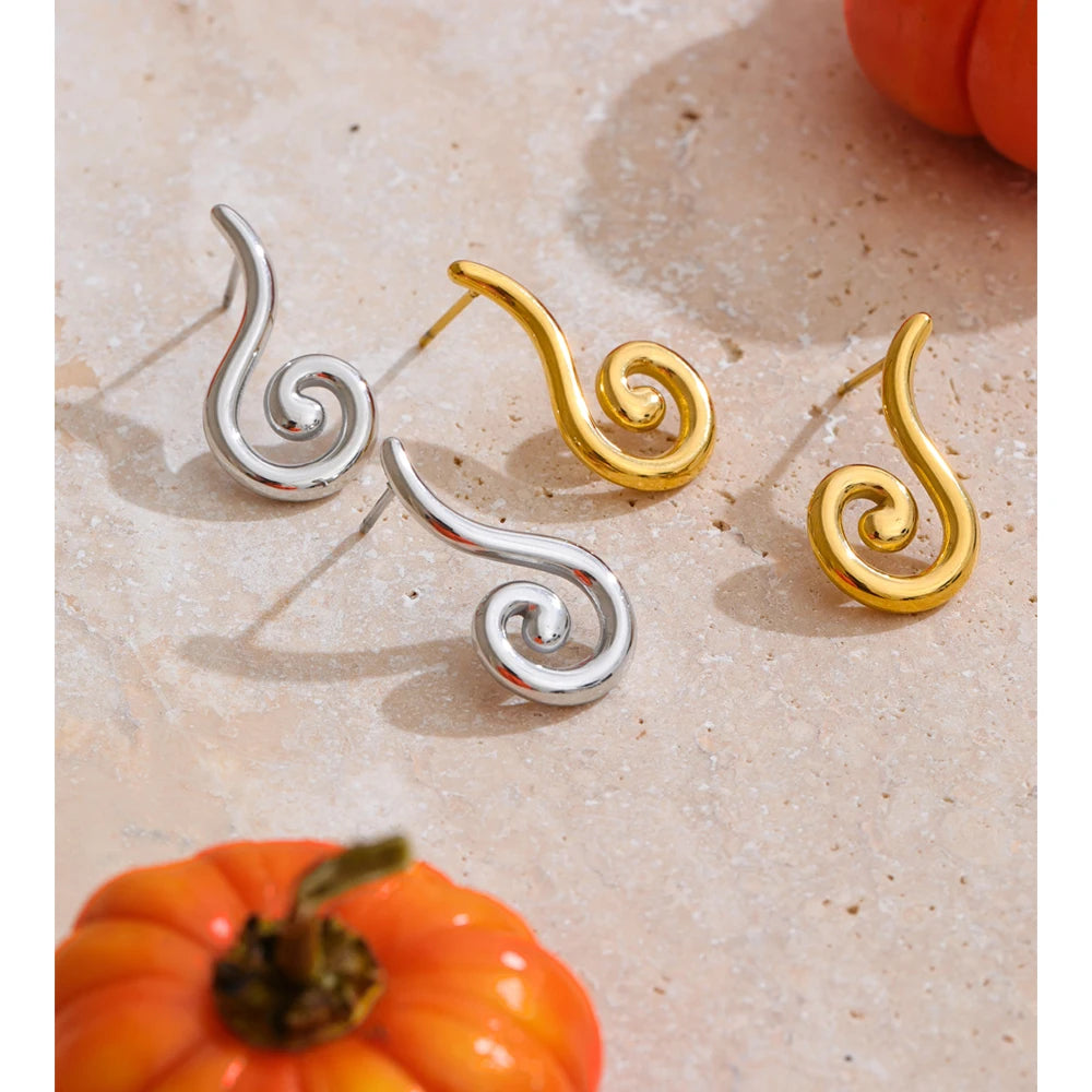 Stainless steel jewelry earrings featuring polished gold finish