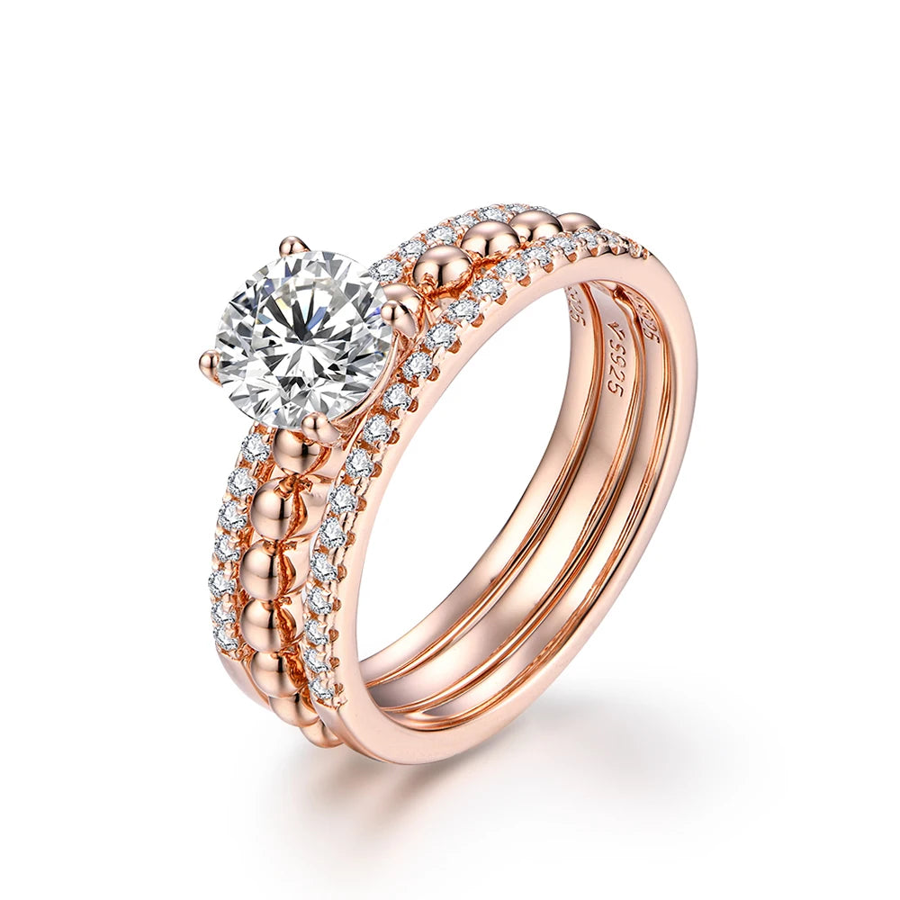 Delicate band framing a 1CT moissanite ring for daily elegance