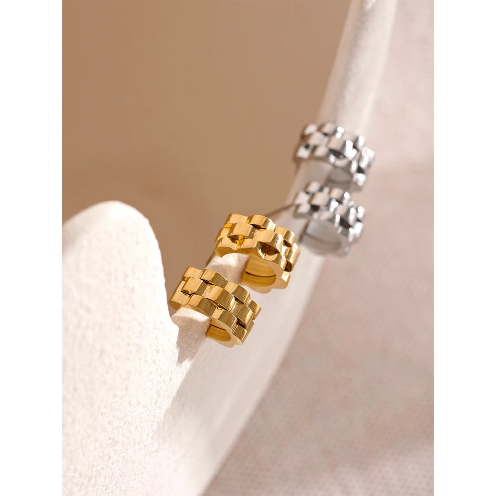 Earrings and gold texture statement design pair