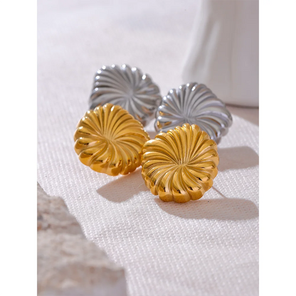 Personalized Geometric Stripe Flower Stud Earrings