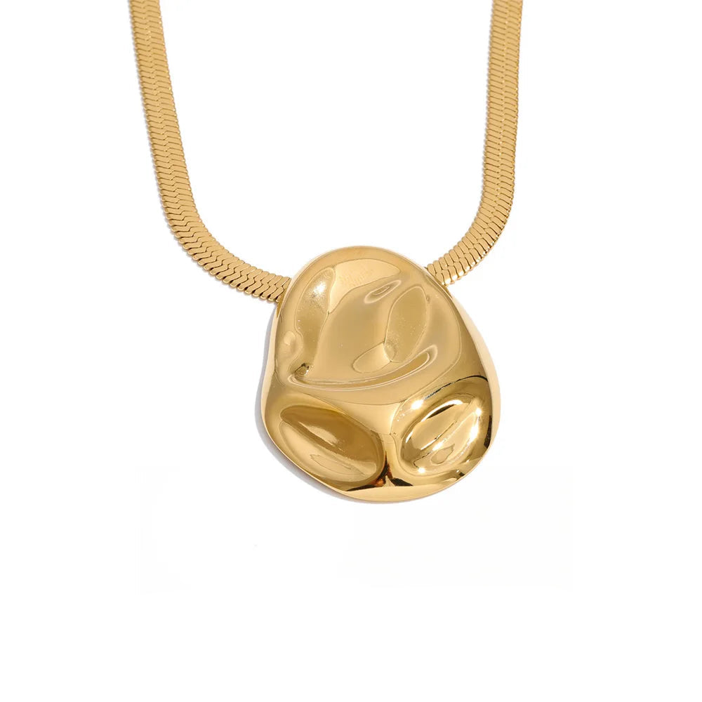 Hammer geometric pendant necklace gold plated stainless steel for women