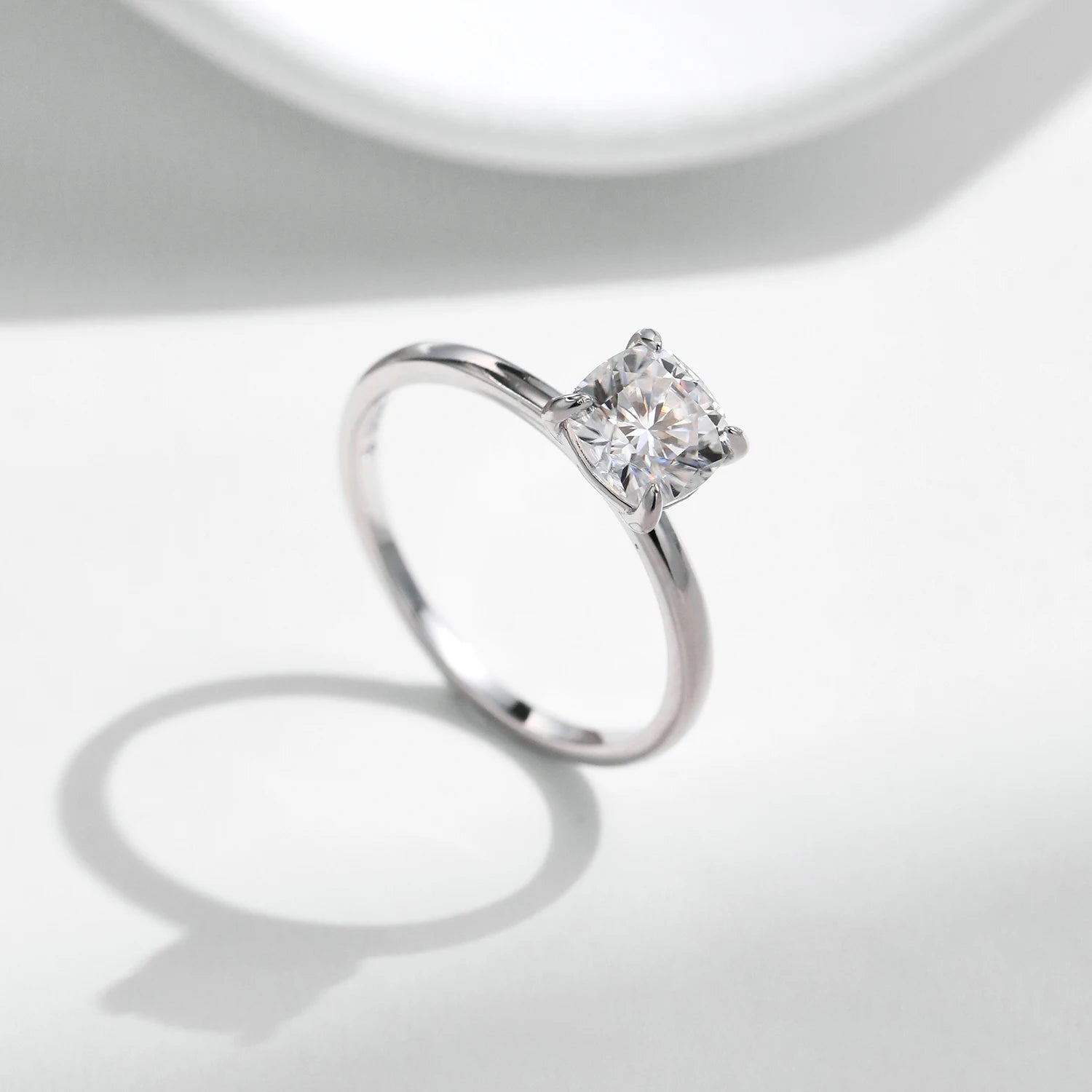 Polished band highlighting moissanite jewelry rings brilliance