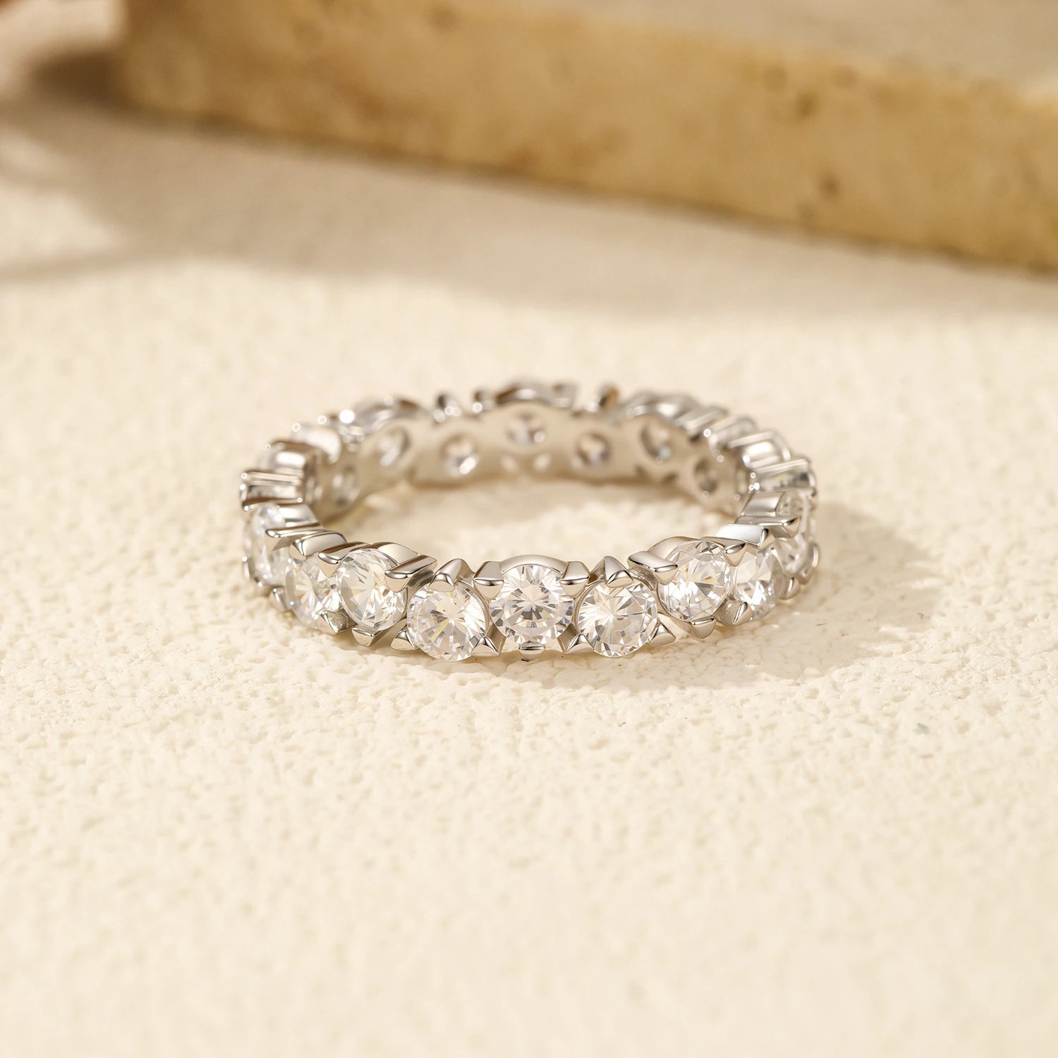 Silver ring in silver color with cubic zirconia sparkle