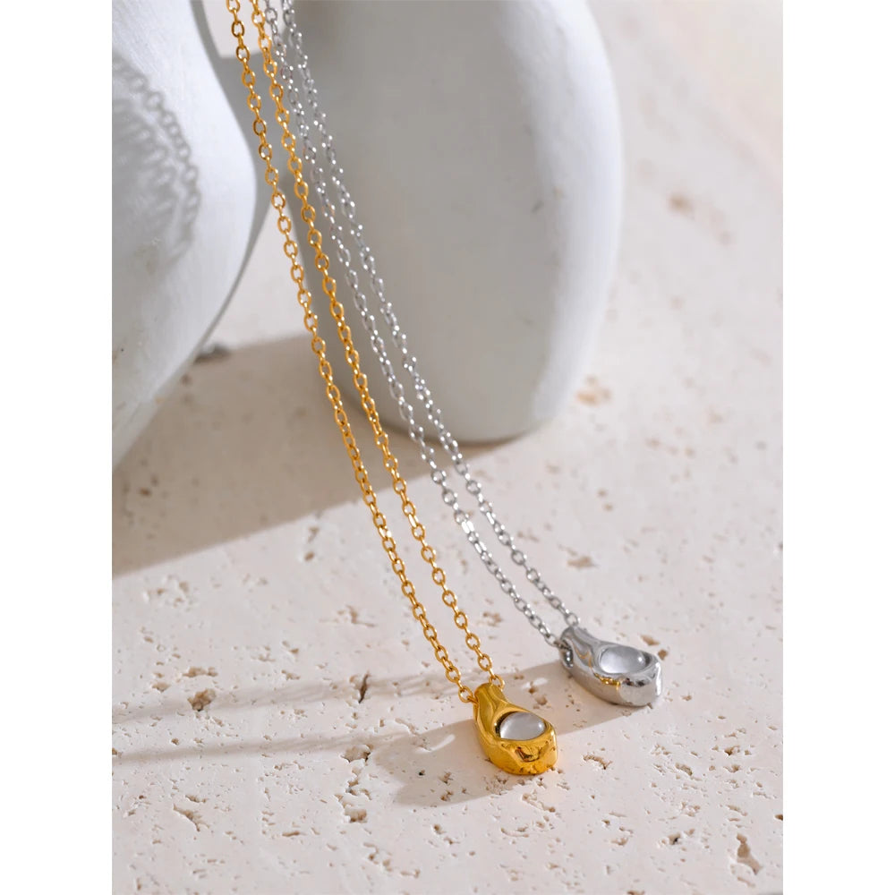 Close view of cat eye pendant showing waterproof jewelry shine