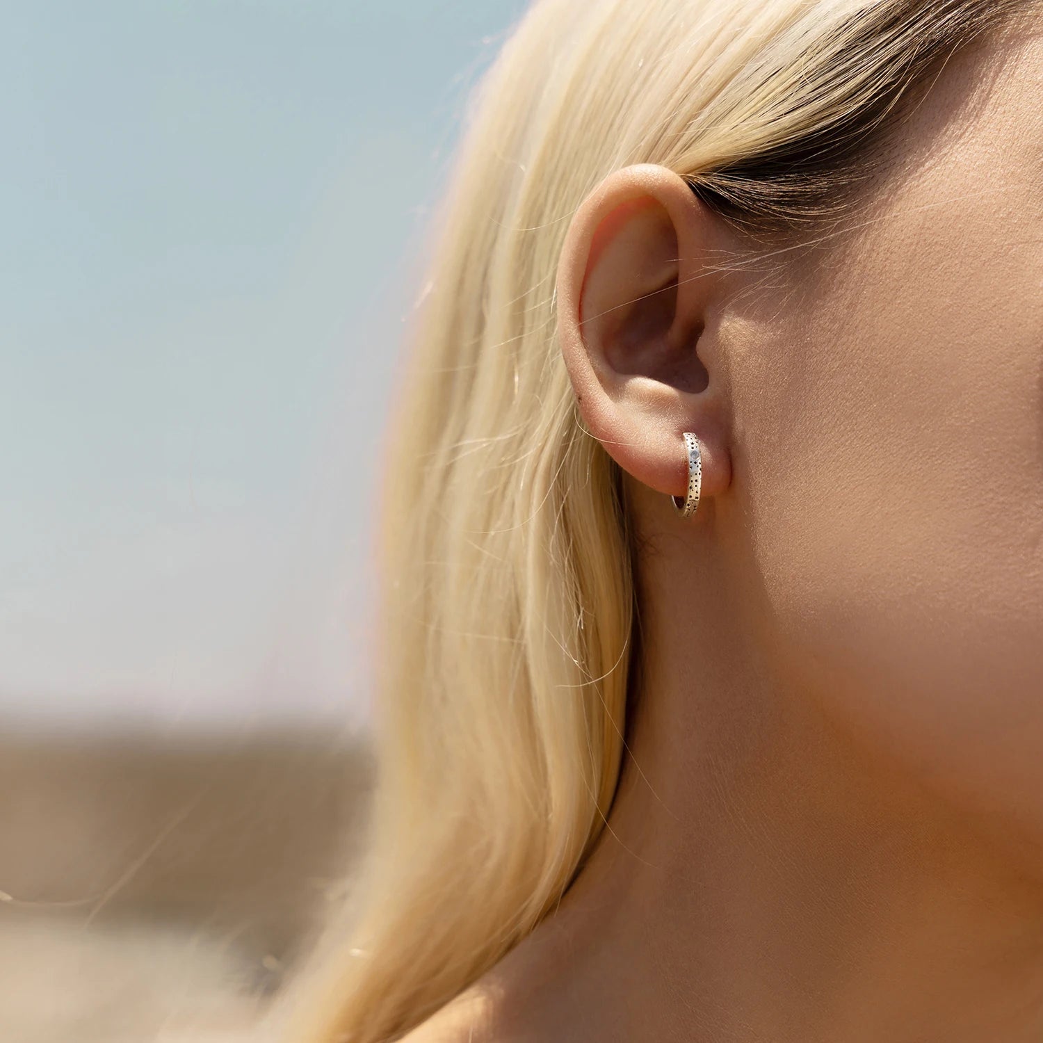 Retro hollow moissanite hoop earrings with silver backing