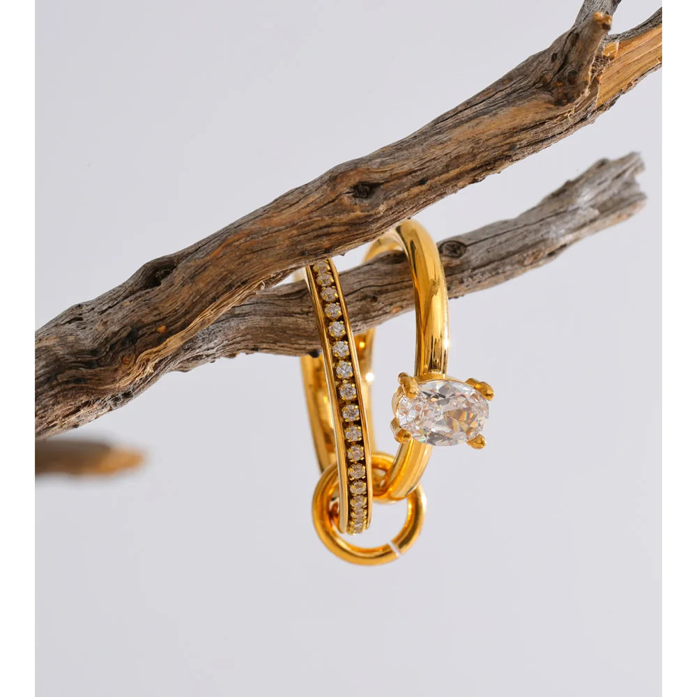 Elegant gold a ring accented with sparkling zirconia