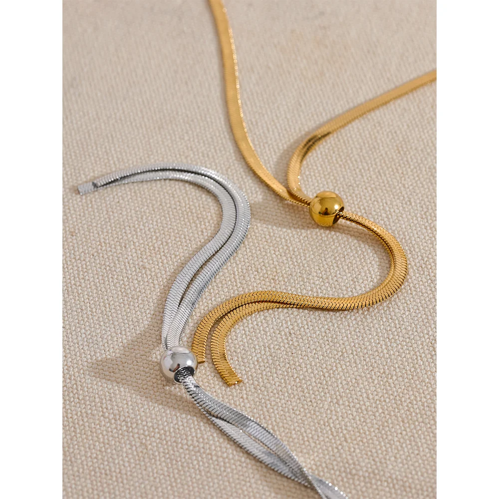 Long Snake Chain Chest Necklace