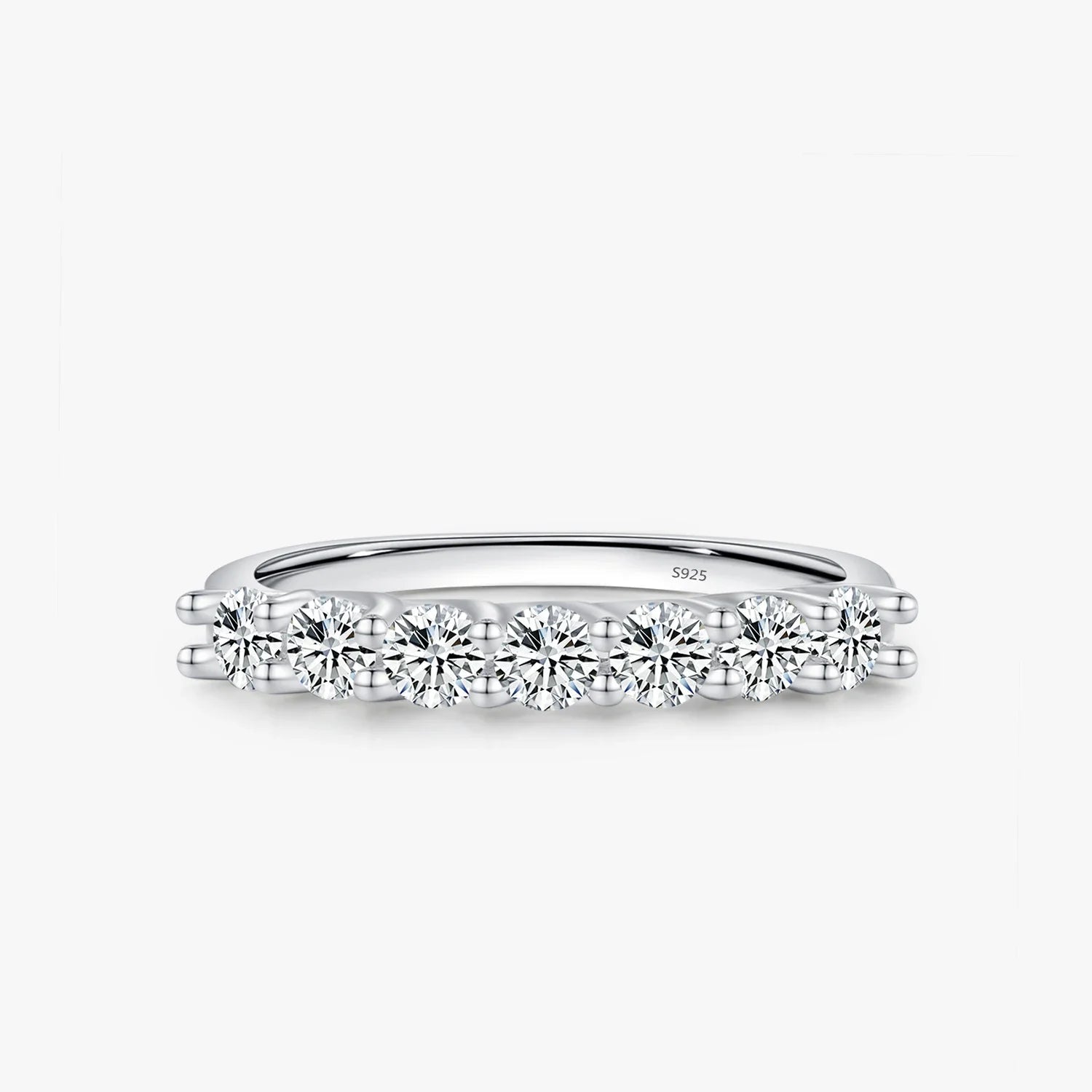 Wedding ring with rings with moissanite sparkle in a refined setting