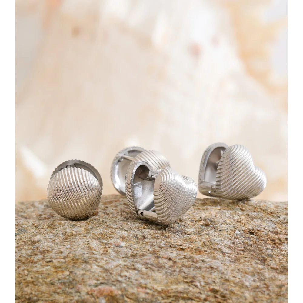 Stainless steel jewelry heart hoop earrings for women