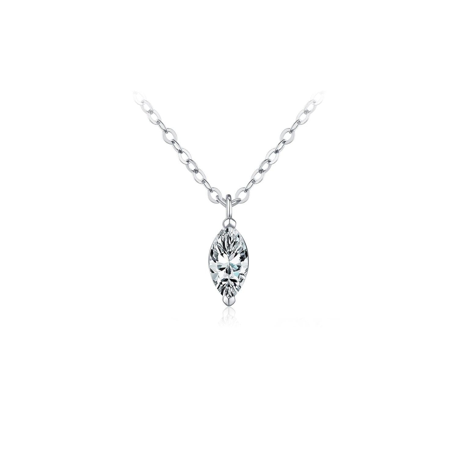 Rhombic moissanite pendant necklace in 925 sterling silver for women