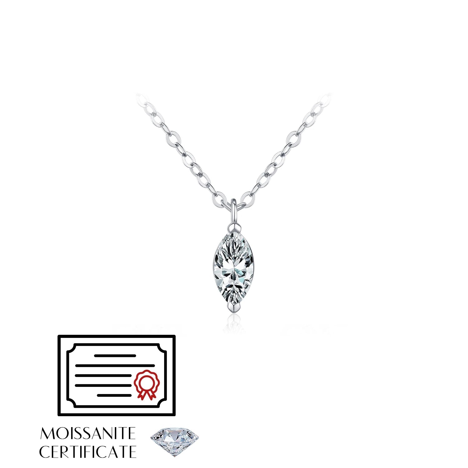 Classic sterling silver chain necklace with moissanite diamond pendant