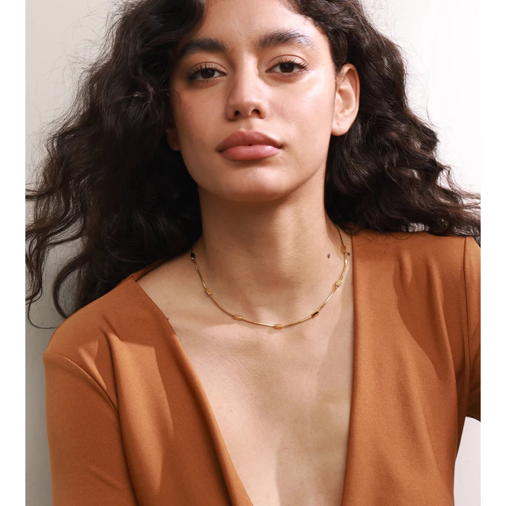 stainless steel gold plated snake chain necklace chic minimalist