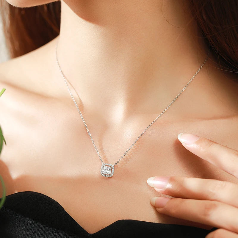 Exquisite Square Zirconia Pendant Necklace