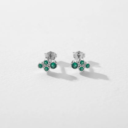 Vintage Green CZ Tiny Stud Earrings