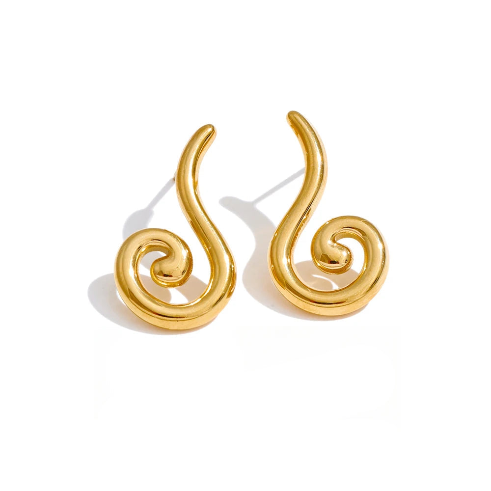 Gold plated geometric earrings with bold modern shapes