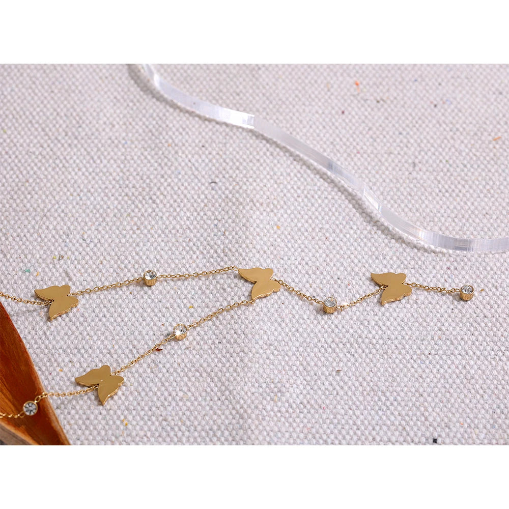 Golden Butterfly Charm Chain Necklace