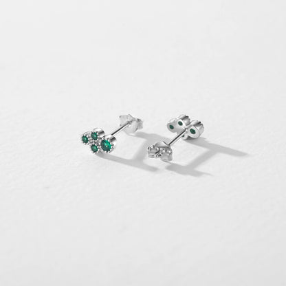 Vintage Green CZ Tiny Stud Earrings