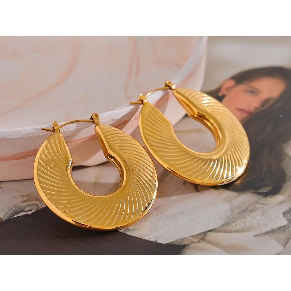 Gold Color Waterproof Hoop Earrings