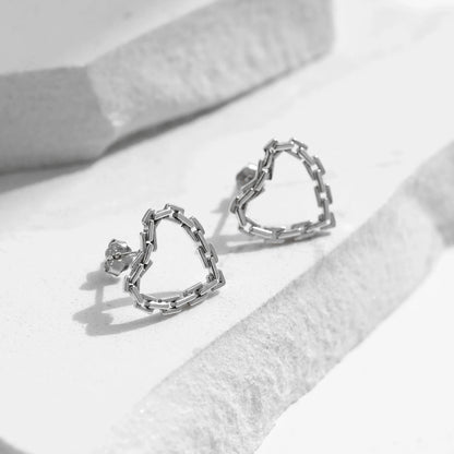 Sterling Silver Hearts Lock Hoop Earrings