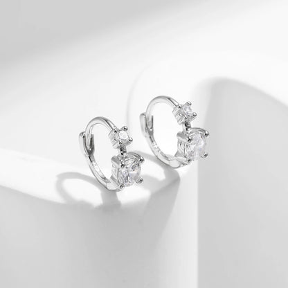 Sterling Silver Tiny Round CZ Stackable Hoop Earrings