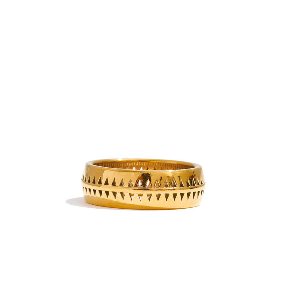 Gold rings gold design with hollow triangular style