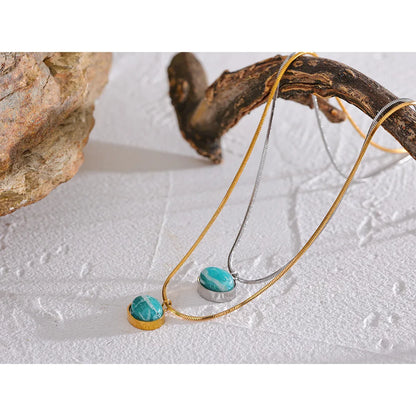 Amazonite Natural Stone Pendant Necklace