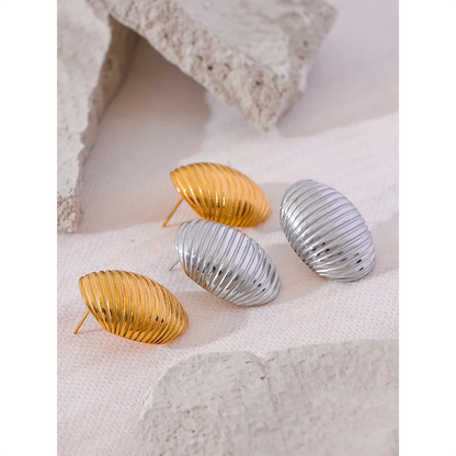 Stainless Steel Geometric Stripe Stud Earrings