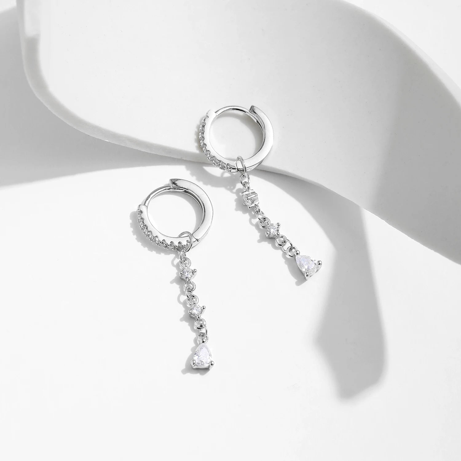 925 silver drop earrings with polished sterling silver look