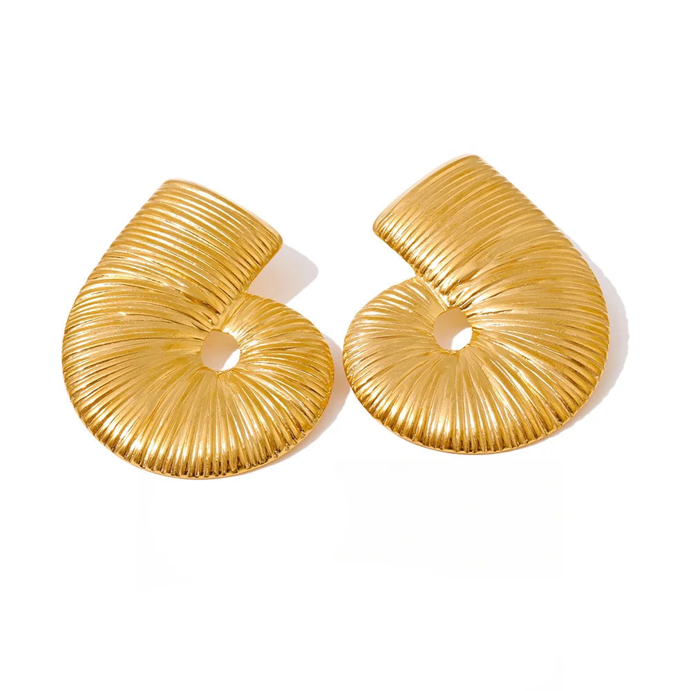 Gold plated geometric stud earrings in stainless steel for daily wear