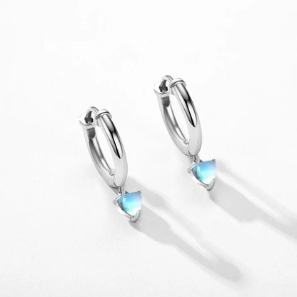 925 Sterling Silver Moonstone Heart Hoop Earrings