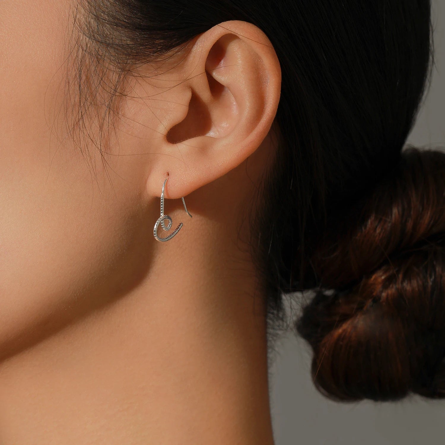 Romantic heart hoop earrings with vintage detailing sterling silver