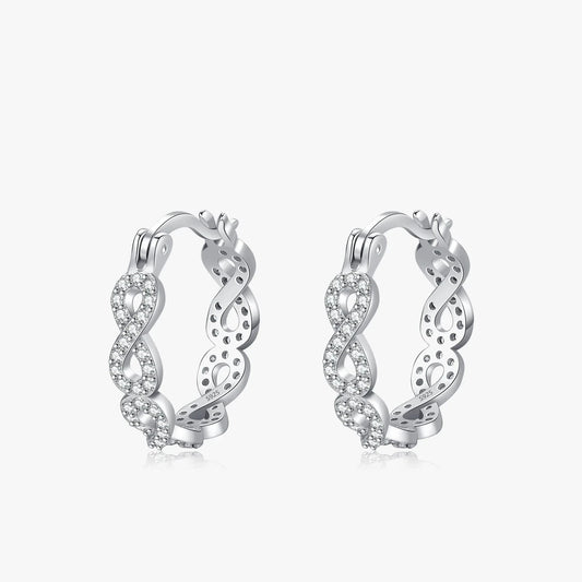 Sterling Silver Infinite Love CZ Hoop Earrings