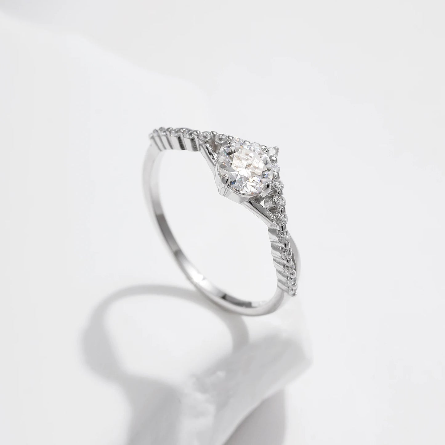 Crown Elegance Moissanite Sterling Silver Ring