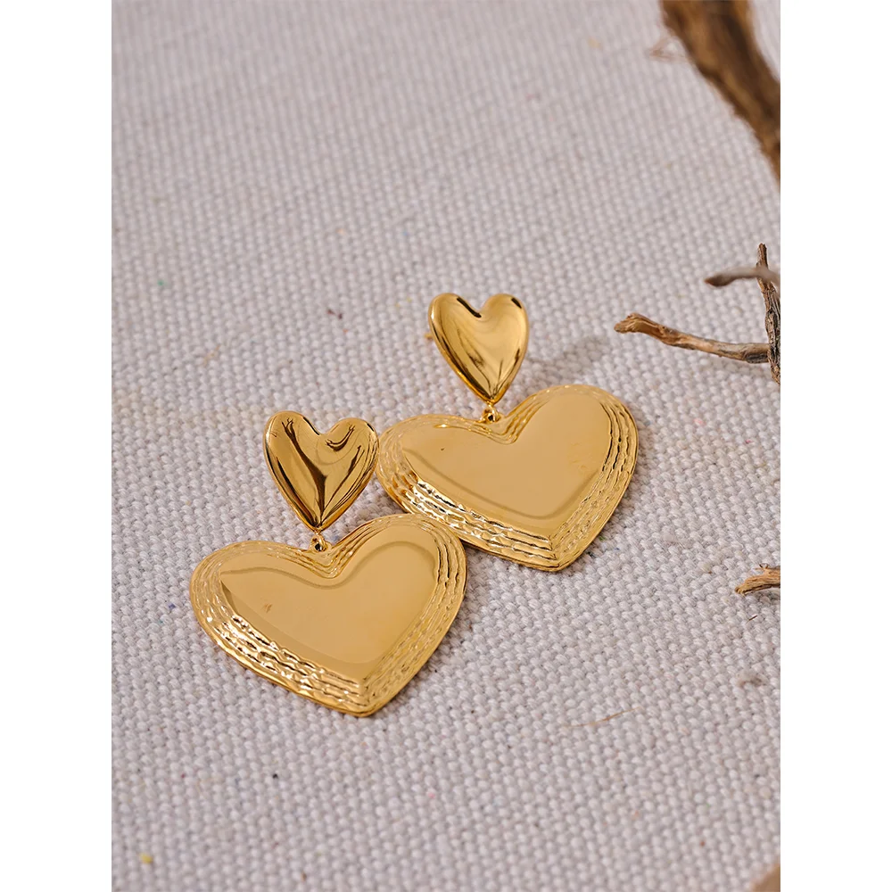 Heart Dangle Earrings in Gold & Silver