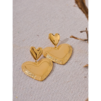 Heart Dangle Earrings in Gold & Silver