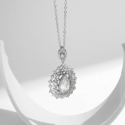 Sterling Silver Water Drop CZ Pendant Necklace