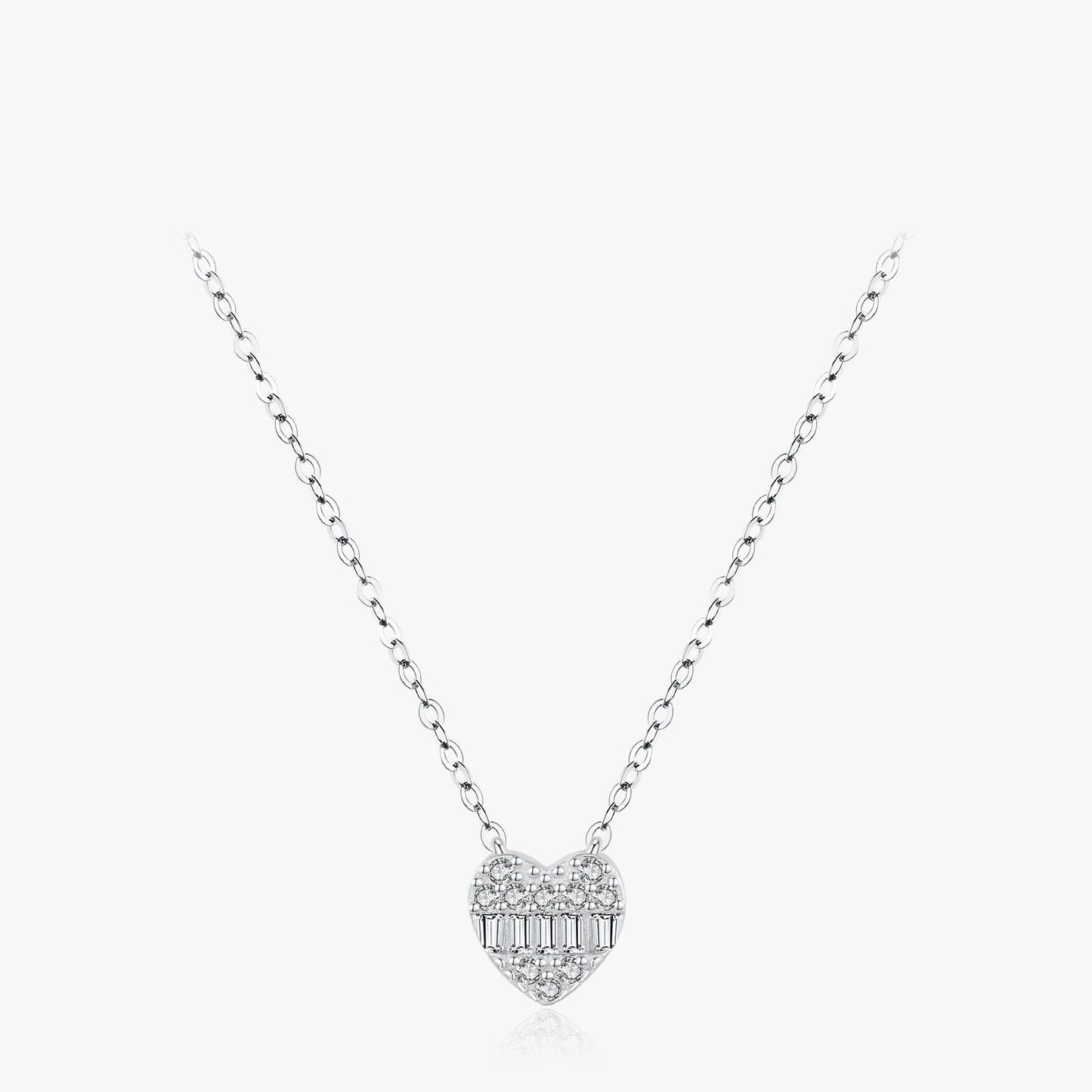 Sterling Silver Heart Pave Zirconia Necklace