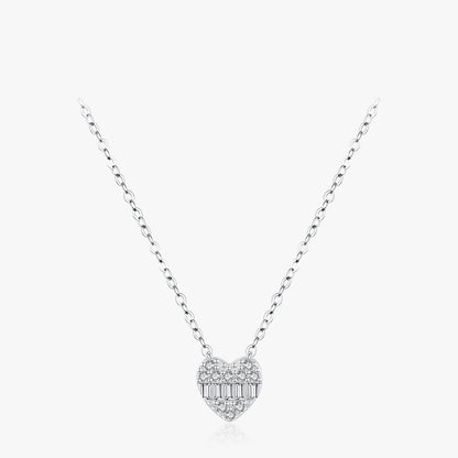 Sterling Silver Heart Pave Zirconia Necklace