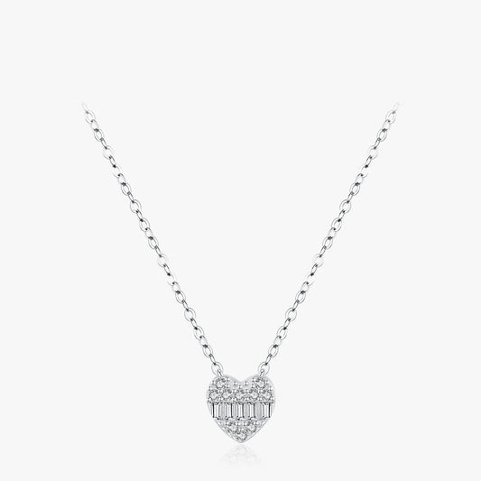 Sterling Silver Heart Pave Zirconia Necklace